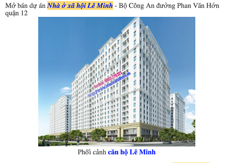 Quận 12: Phát thông báo không có dự án căn hộ nhà ở xã hội nào của Công ty Lê Minh 
